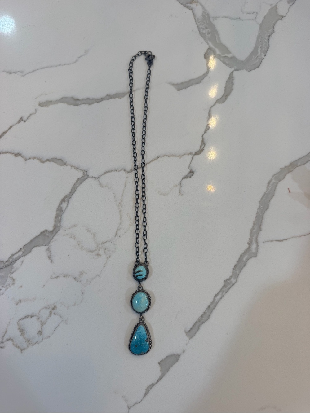 Women's Turquoise Triple Stone Pendant Necklace